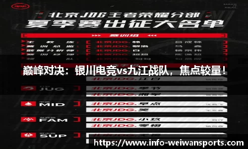 巅峰对决：银川电竞vs九江战队，焦点较量！
